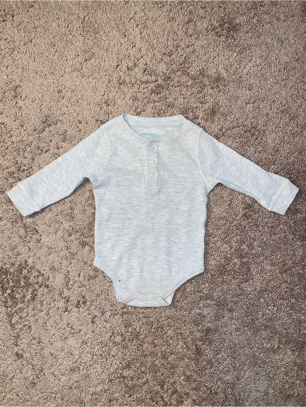 Nursery Rhyme Play Baby Thermal Waffle Knit Bodysuit 12 Months Gray Shirt